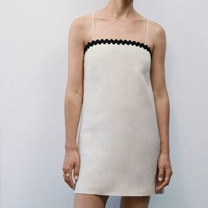 Mango Cream Mini Linen Dress NWT